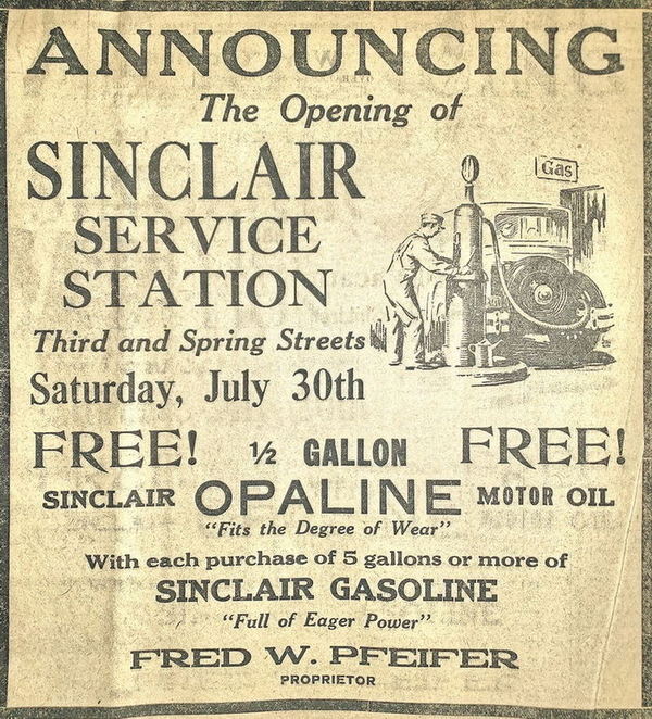 L.A. Wesch Service station - Old Ad From Watertown Historical Society